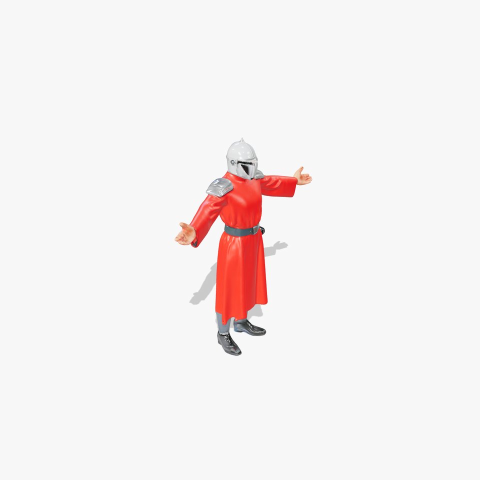 D SciFi Warrior in Red Cloak Rigged and Animated